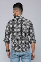 Miravan Men's Black Comfort Floral Printed Cotton Casual Shirt | Grocsy