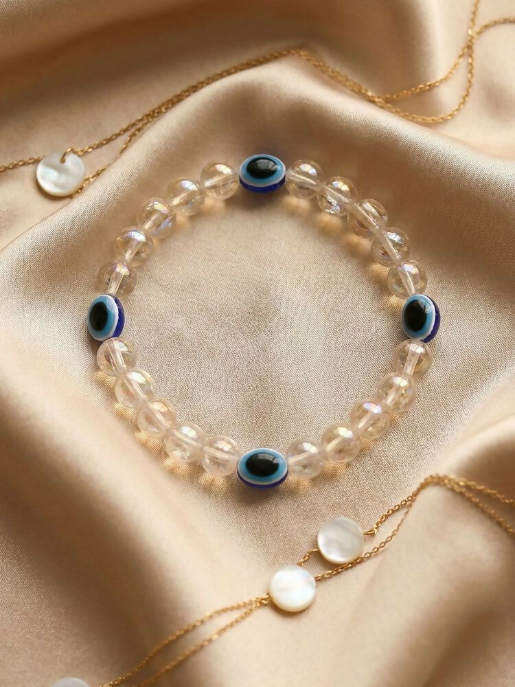 NVR White Crystal Evil Eye Bracelet for Men & Women | Grocsy