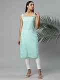 Ahalyaa Womens Summer Blue Color Pure Cotton Printed Kurtas | Grocsy