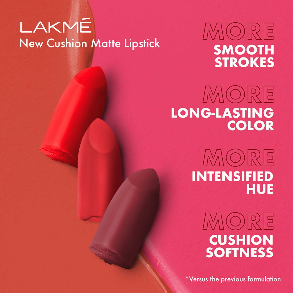 Lakme Cushion Matte Lipstick - Red Bomb Shell | Grocsy