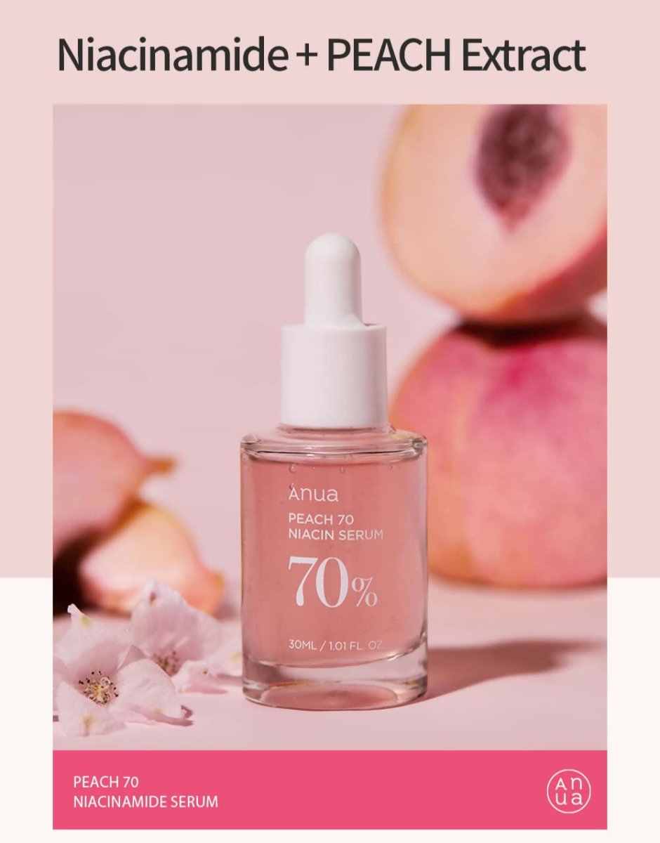 Anua Peach 70% Niacinamide Serum Brightening Hydrating Face Serum, Reducing Melanine Daily Clean Beauty - Korean Skincare | Grocsy