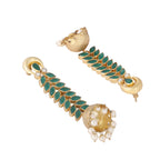 Nuyug 22K Gold Plated Green Fern Earrings | Grocsy