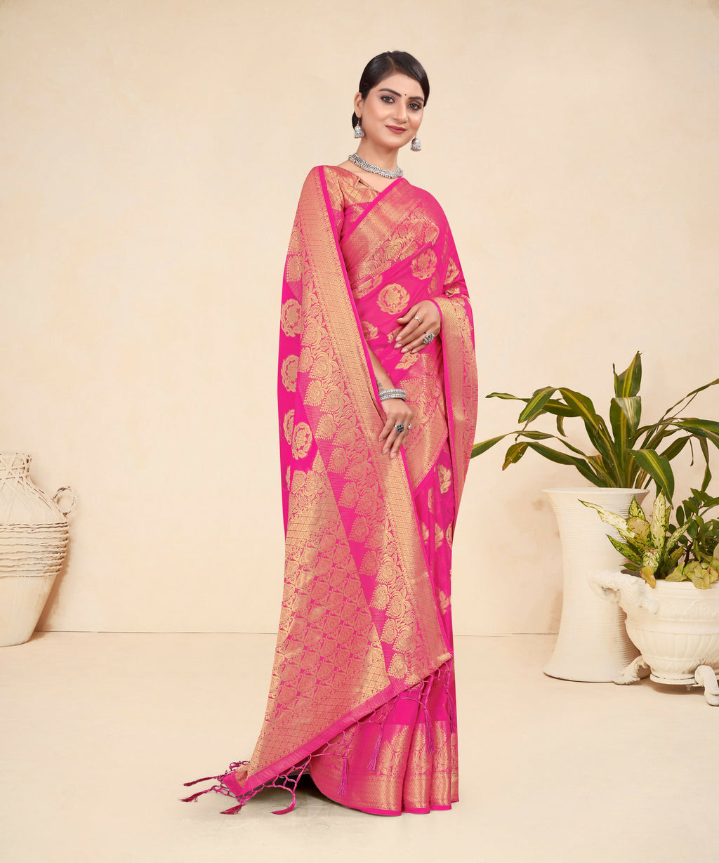Pink Viscose Weaving Designer Saree - Vandini | Grocsy