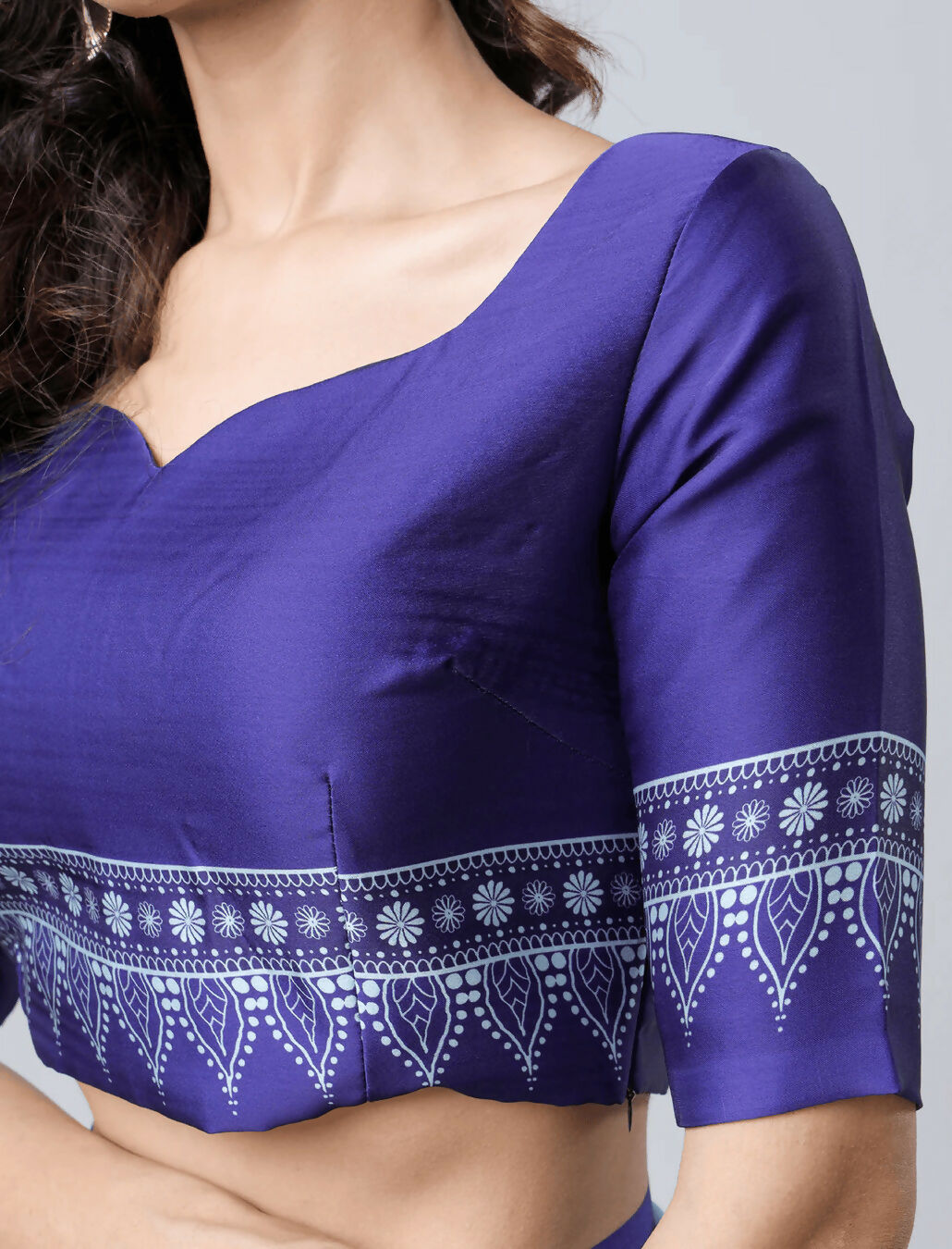 Vastranavya Sky Blue Mandala Print Free Hand Ready to Wear Saree | Grocsy