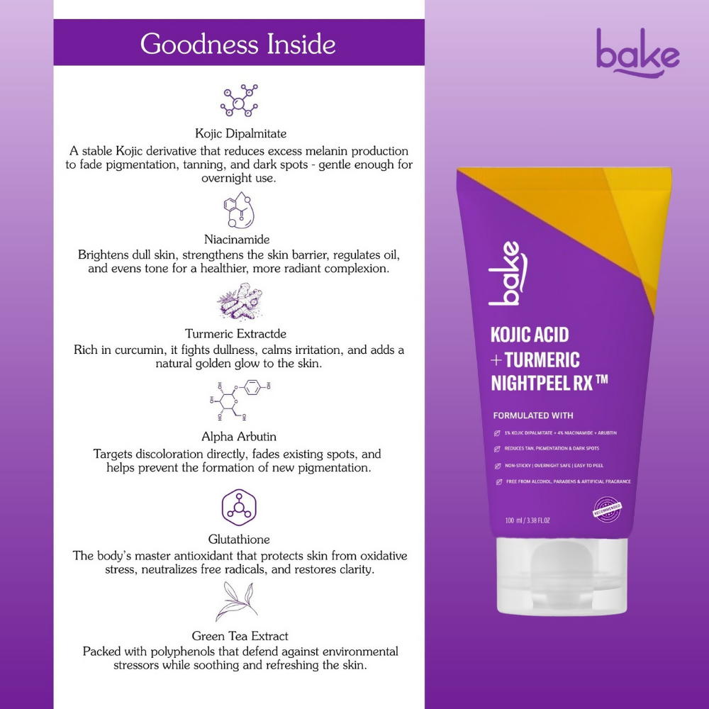 Bake Kojic Acid + Turmeric NightPeel Rx Mask | Grocsy