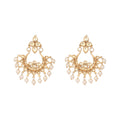Nuyug 22K Gold Plated Kundan Chandbali Pearl Elegance Earrings | Grocsy