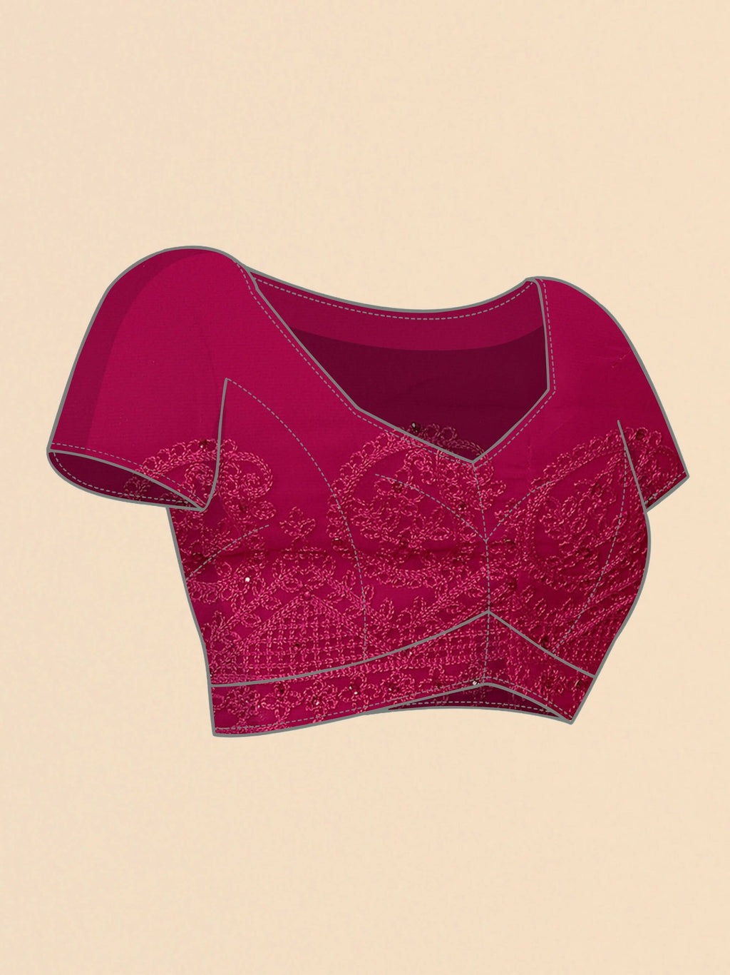 Pink Georgette Embroidered and Stone Work Saree with Unstitched Blouse Piece - Roozal | Grocsy