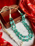Joban Fashion C.Green Stone Semi Precious Carving Stone Partywear Double Layer Mala | Grocsy