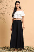 Juniper Women Black Rayon Solid Flared Palazzo | Grocsy