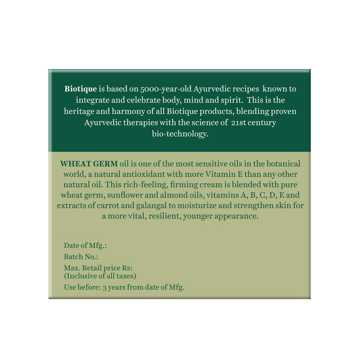Biotique Firming Face & Body Cream - Bio Wheat Germ | Grocsy