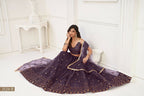 Eilara Women'S Dusty Wine Butterfly Net With Tone Thread Work And Sandwich Embroidered Work Lehenga Choli For Wedding | Grocsy