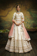 House of Panchhi Off White Pure Silk Moti & Zarkan heavy embroidery Lehenga choli & Dupatta | Grocsy