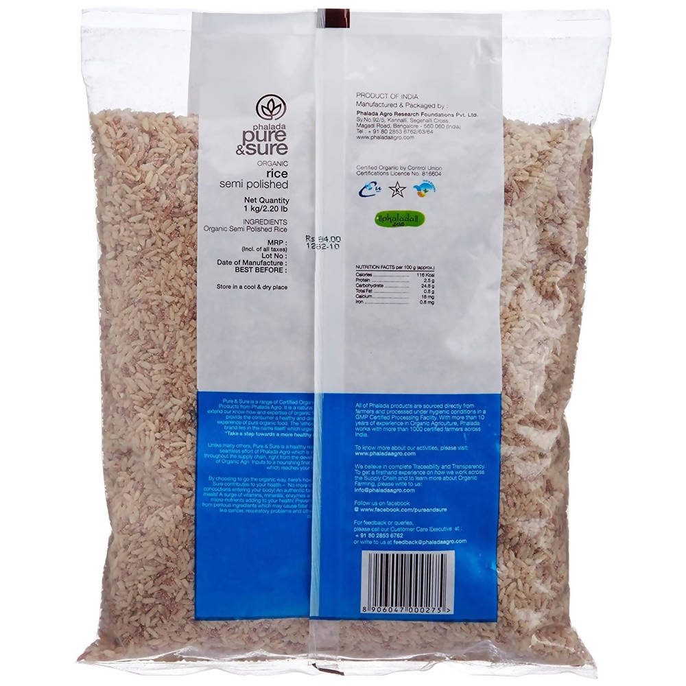Pure & Sure Organic Rice Semi Polished - Rajmudi | Grocsy
