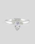 VOJ white CZ-detail Stainless Steel Cubic Zirconia Silver Plated adjustable finger Ring | Grocsy