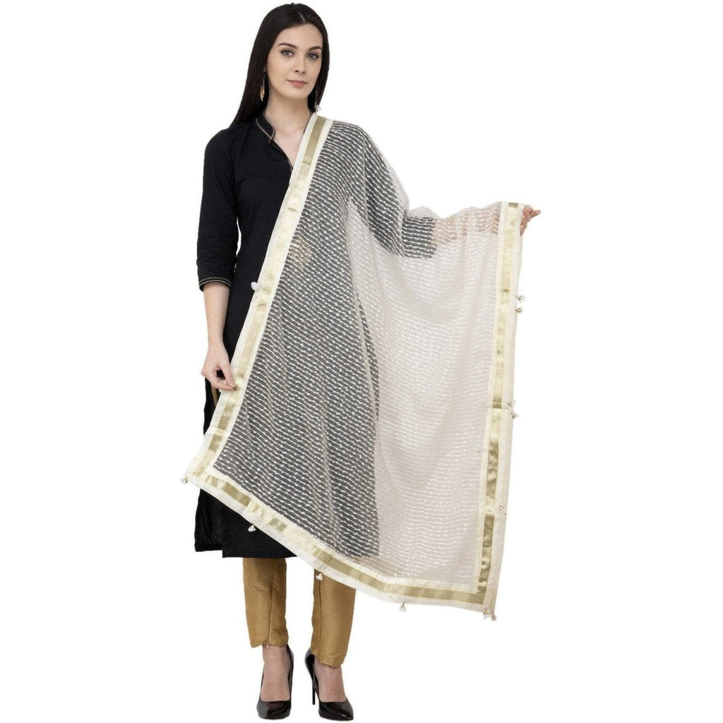 A R Silk Payal Pum Pum Fancy Dupatta Off White Color Dupatta or Chunni | Grocsy