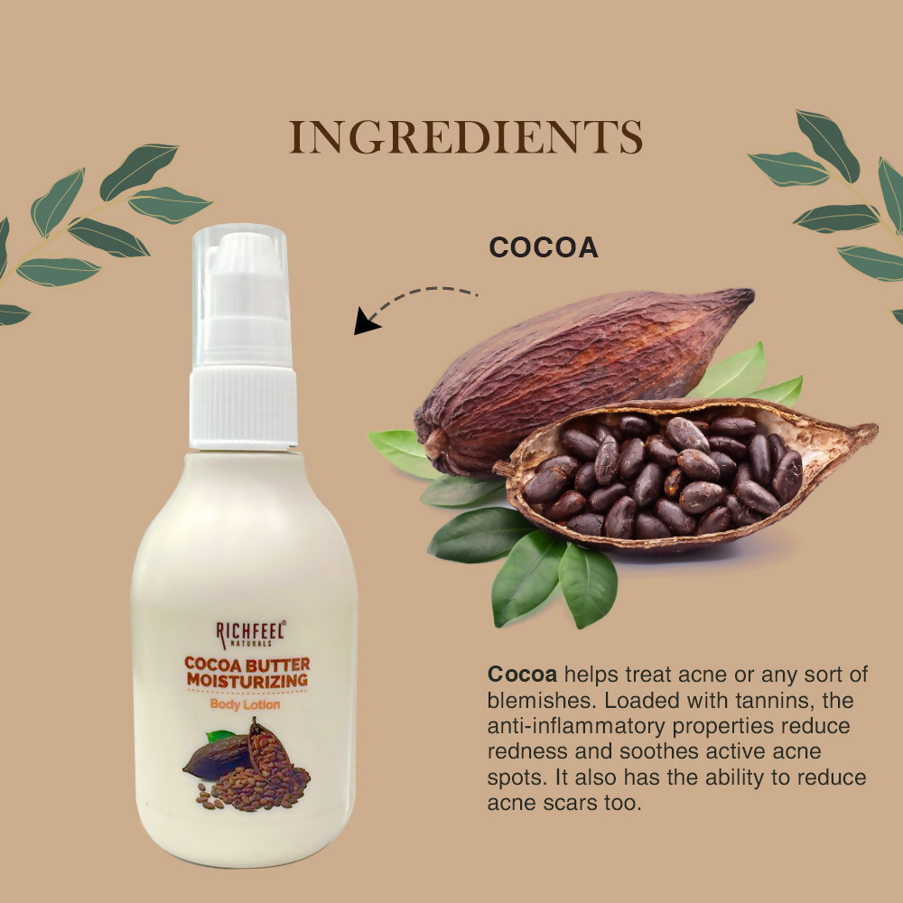 Richfeel Cocoa Butter Lotion - 48hr Moisturizing with 100% Cocoa & Shea Butter | Grocsy