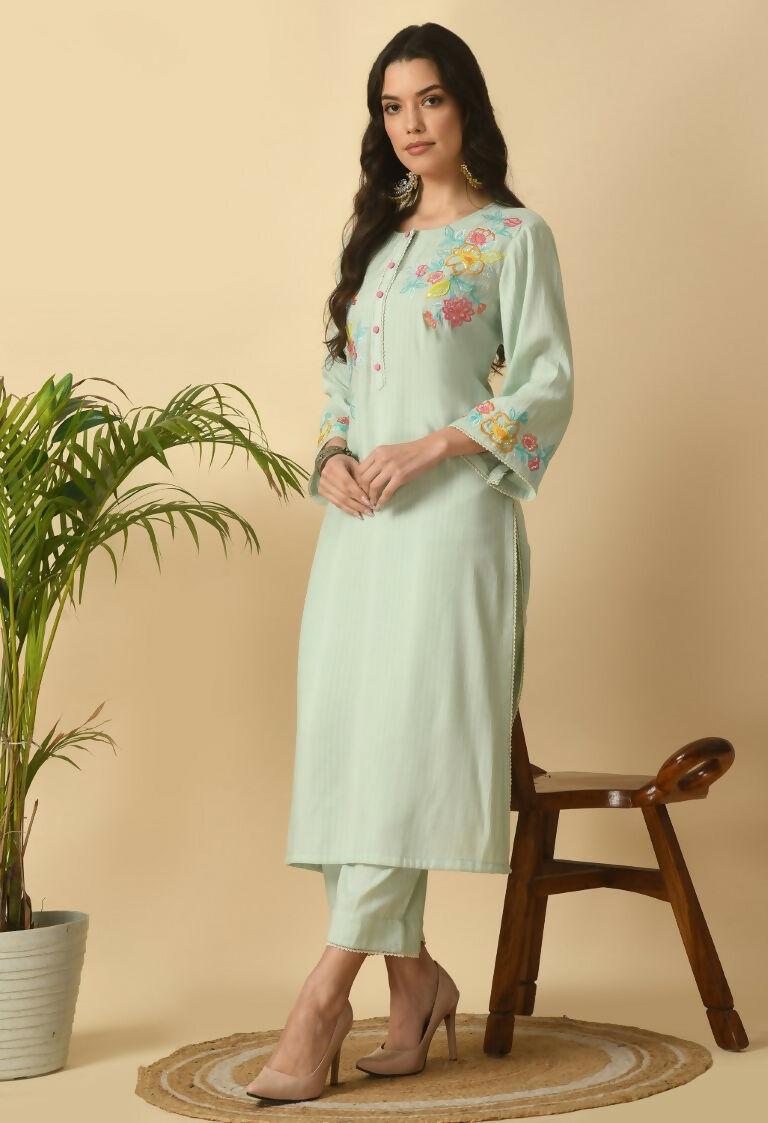 Joban Fashion L.Green Cotton Rayon Kurta Set | Grocsy