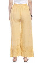 Mominos Fashion Reyon Cotton Dark Golden Embroidery Chikan Palazzo | Grocsy