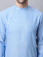 Even Apparels Blue Pure Cotton Men's Kurta With Side Placket (MMS503) | Grocsy