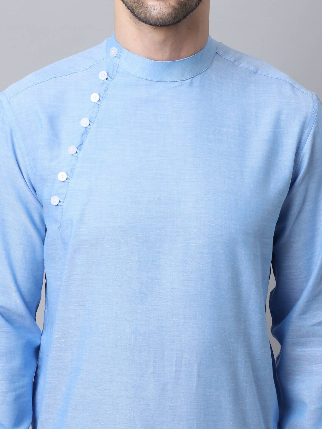 Even Apparels Blue Pure Cotton Men's Kurta With Side Placket (MMS503) | Grocsy