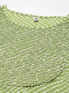 Yufta Women Green And White Bandhani print Kurta with Trouser Set | Grocsy