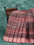 Peach And Brown Colour With Geometrical Print Semi Chanderi Saree. By Gayathri Reddy Designer Studio | Grocsy