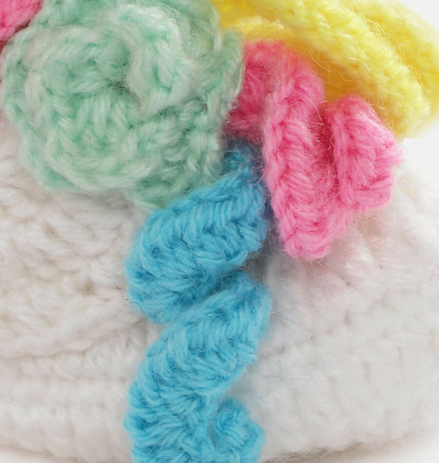 Chutput Kids Woollen Hand Knitted Flower Detailed Booties - White | Grocsy