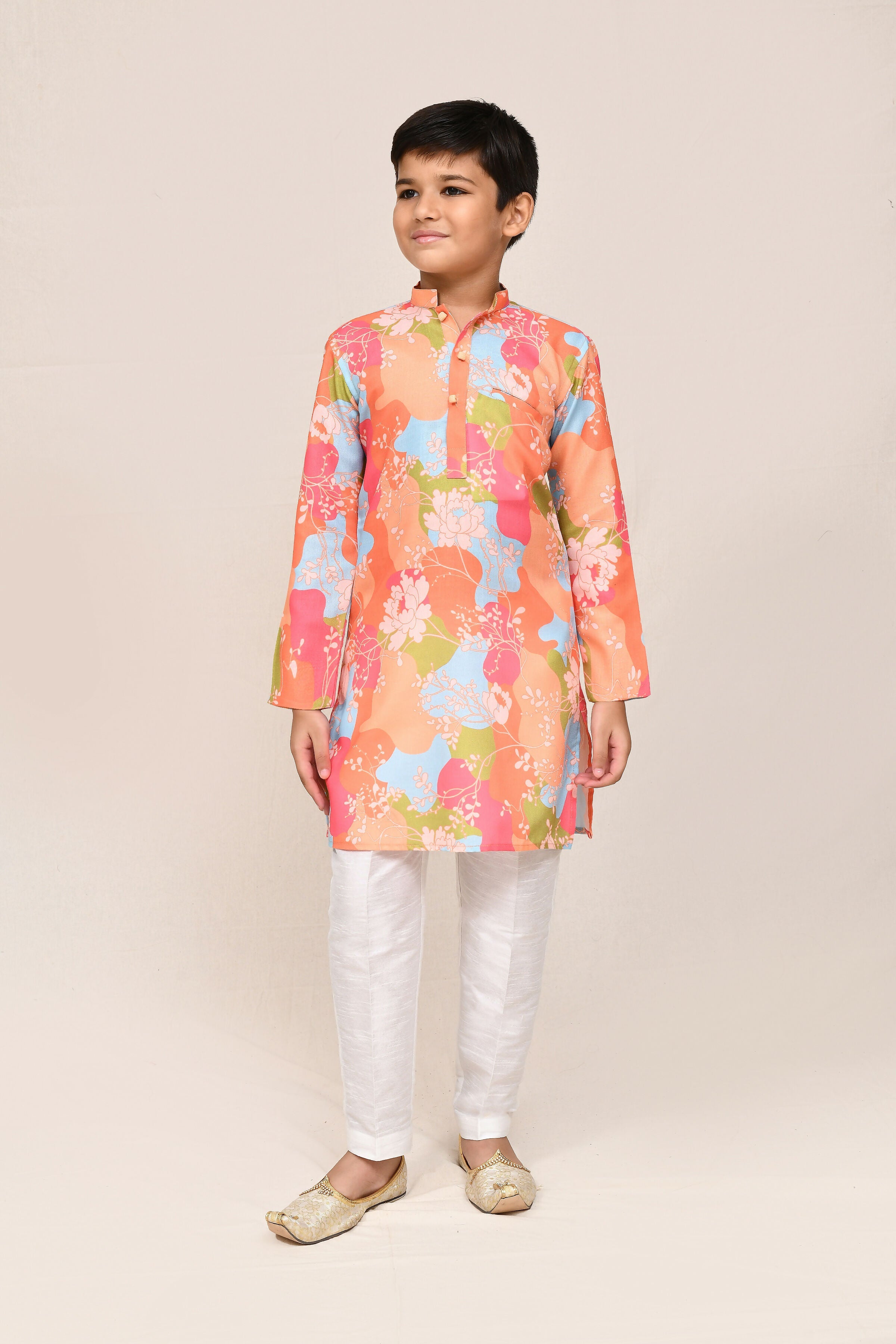 Joban Fashion Linen Cotton Multicolor Kurta With Straight Fit Pant | Grocsy