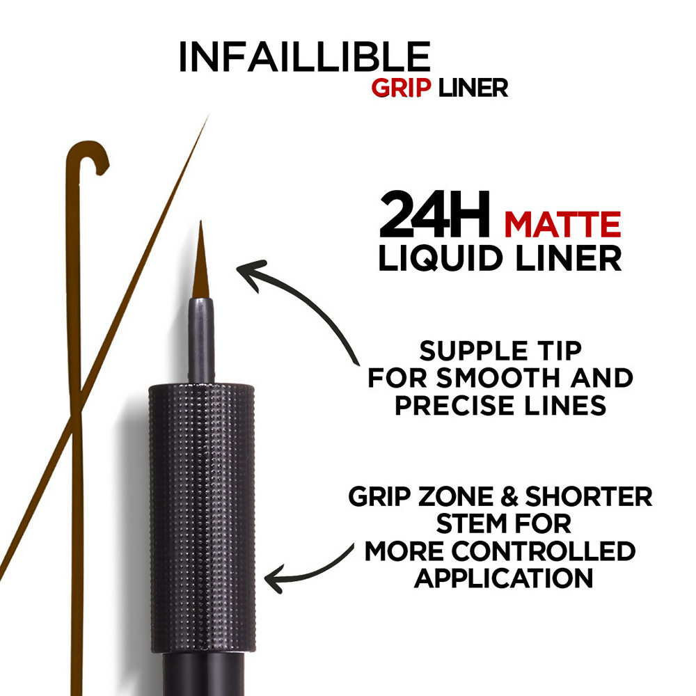L'Oreal Paris Infaillible Grip 24H Matte Liquid Liner - 03 Brown | Grocsy
