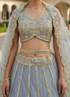 Lehenga Mart Grey Net Designer Bollywood Style Wedding Wear Lehenga Choli | Grocsy