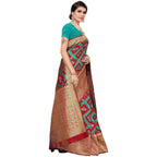 Vamika Banarasi Jaquard Red Weaving Saree (Banarasi 16) | Grocsy