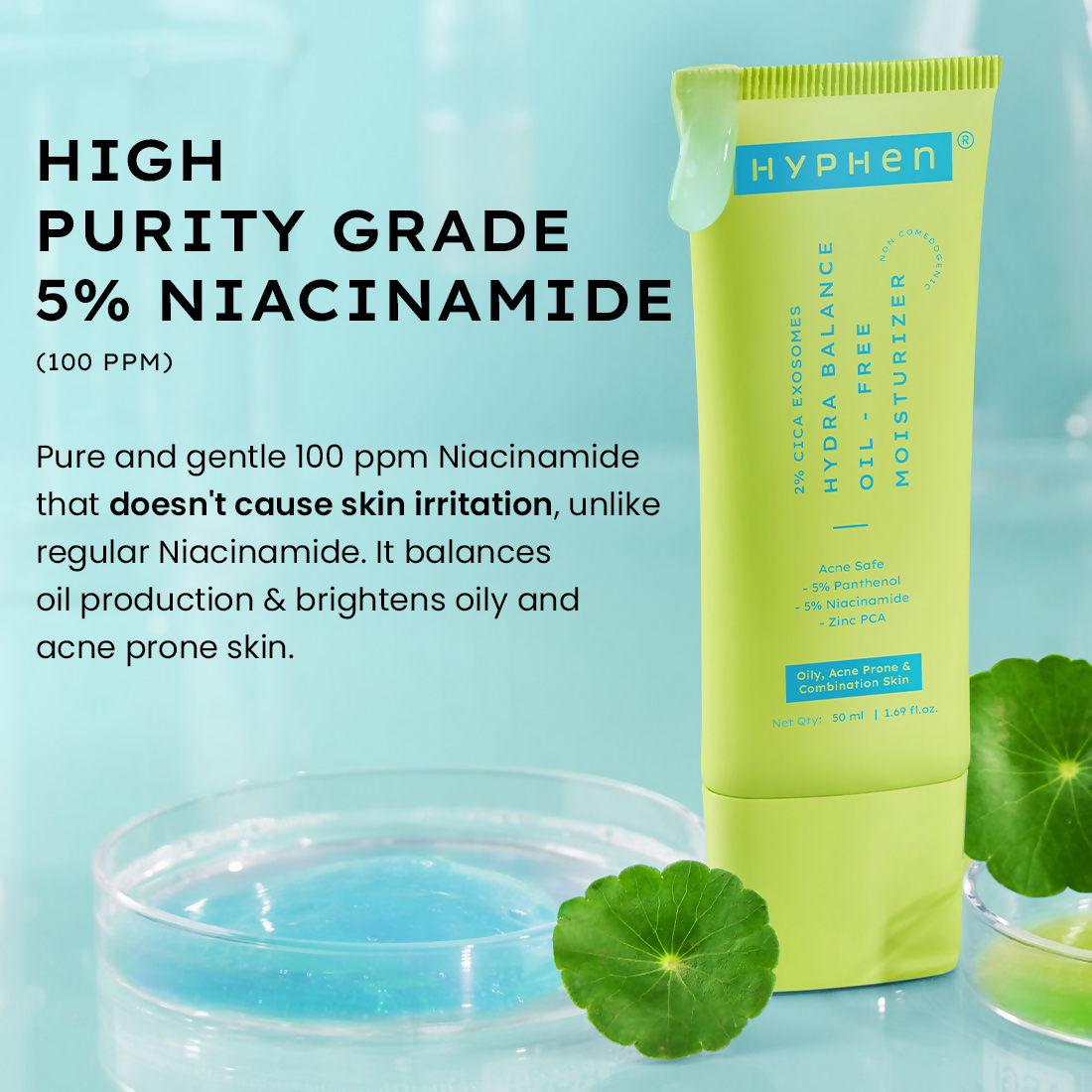 Hyphen 2% Cica Exosome Oil-Free Moisturizer 5% Niacinamide Controls Oil Non-sticky, Light Gel | Grocsy