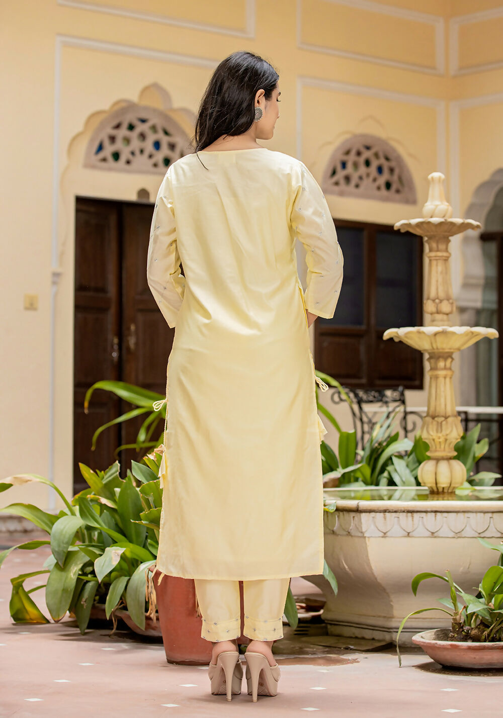 Kaajh Women's Light Yellow Modal Silk Kurta Pant Set With Dupatta | Grocsy