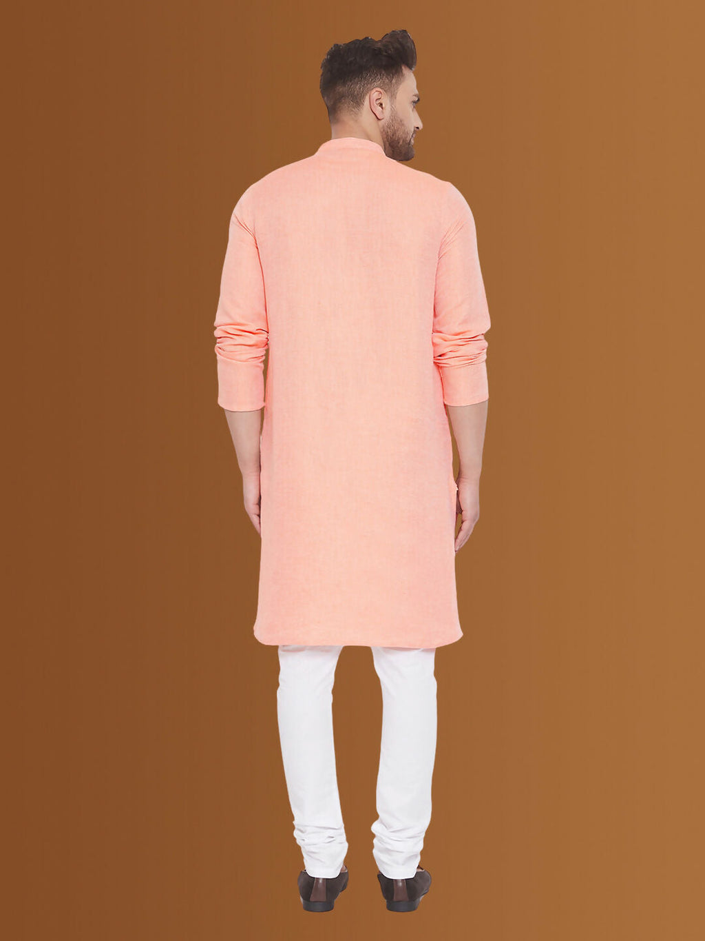 Even Apparels Men's Pure Cotton Orange Kurta | Grocsy