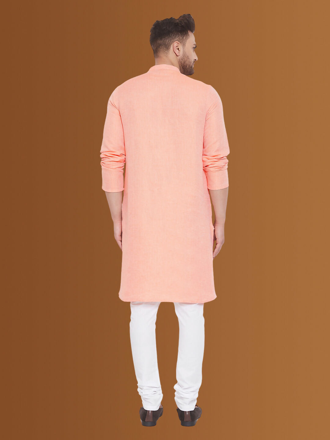Even Apparels Men's Pure Cotton Orange Kurta | Grocsy