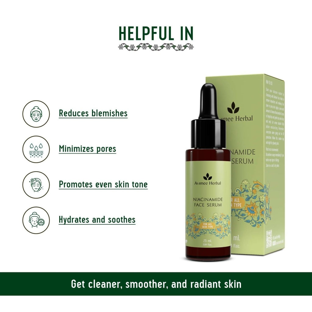 Avimee Herbal Niacinamide Face Serum For Acne Marks, Blemishes & Oil Balancing with Zinc | Grocsy