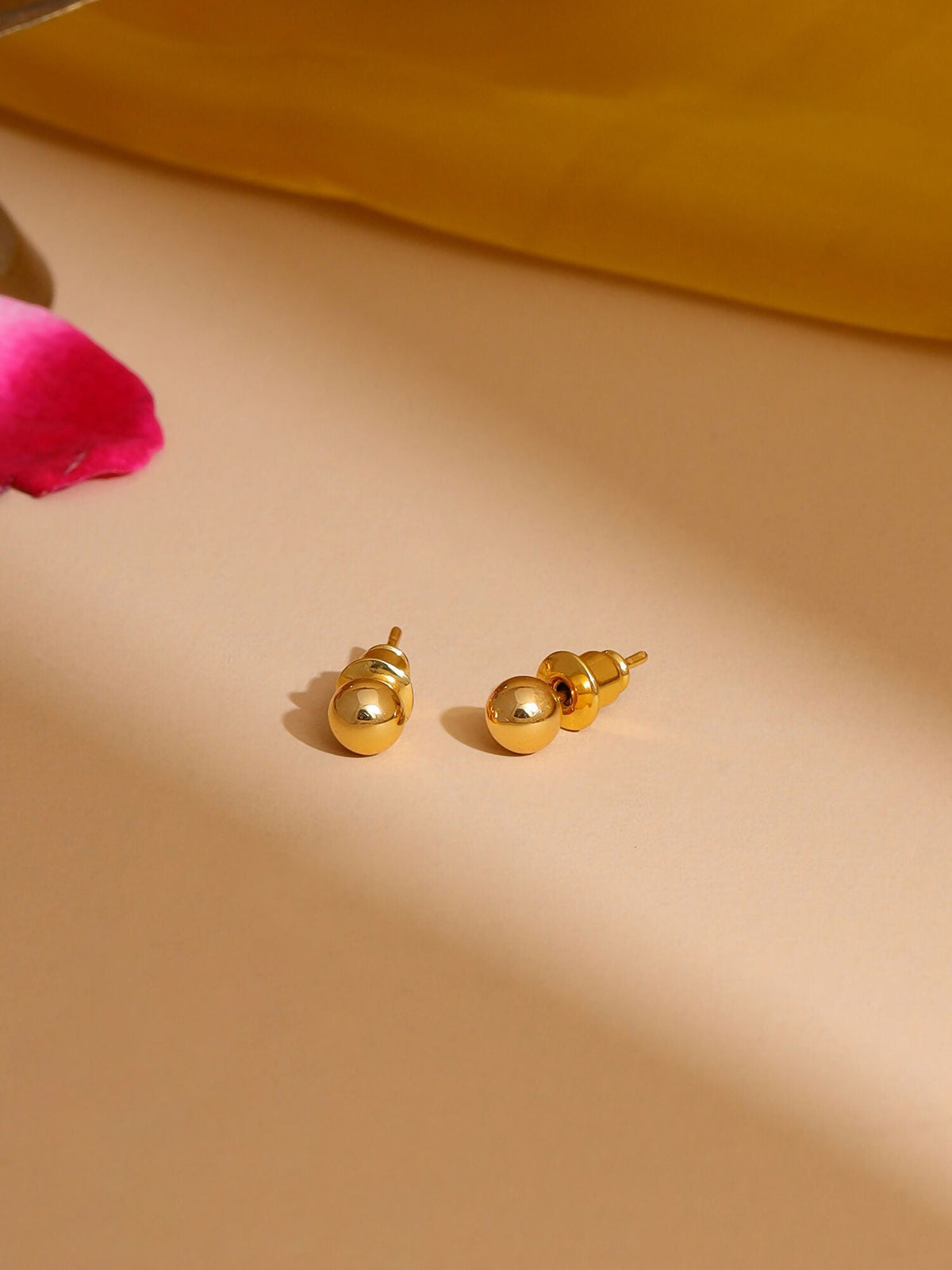 Ruby Raang Golden Round Studs | Grocsy