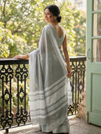 Shree Shyam Fashion Gray Linen Saree | Grocsy
