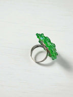 Inhanns Rang-E-Roshan Adjustable Ring – Handmade Crystal Statement Ring - Light Green | Grocsy
