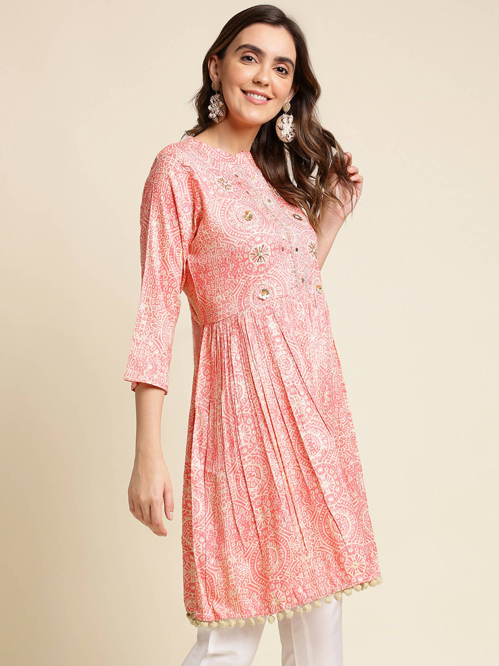 Peach Chiffon Paisley Printed Top - Himanshi | Grocsy