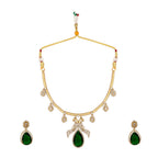 Nuyug 18K Gold Plated Pear Drop Emerald Edge Necklace Set | Grocsy