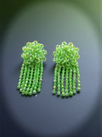 Inhanns Handmade Crystal Water Fall Earrings - Short - Pista Green Small | Grocsy