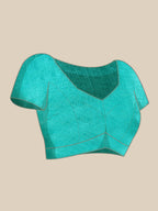 Sea Green Woven Design Net Saree with Blouse Piece - Kalamkari | Grocsy
