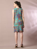 Myshka Women's Multi Printed Cowl Neck Bodycon Party Dress | Grocsy