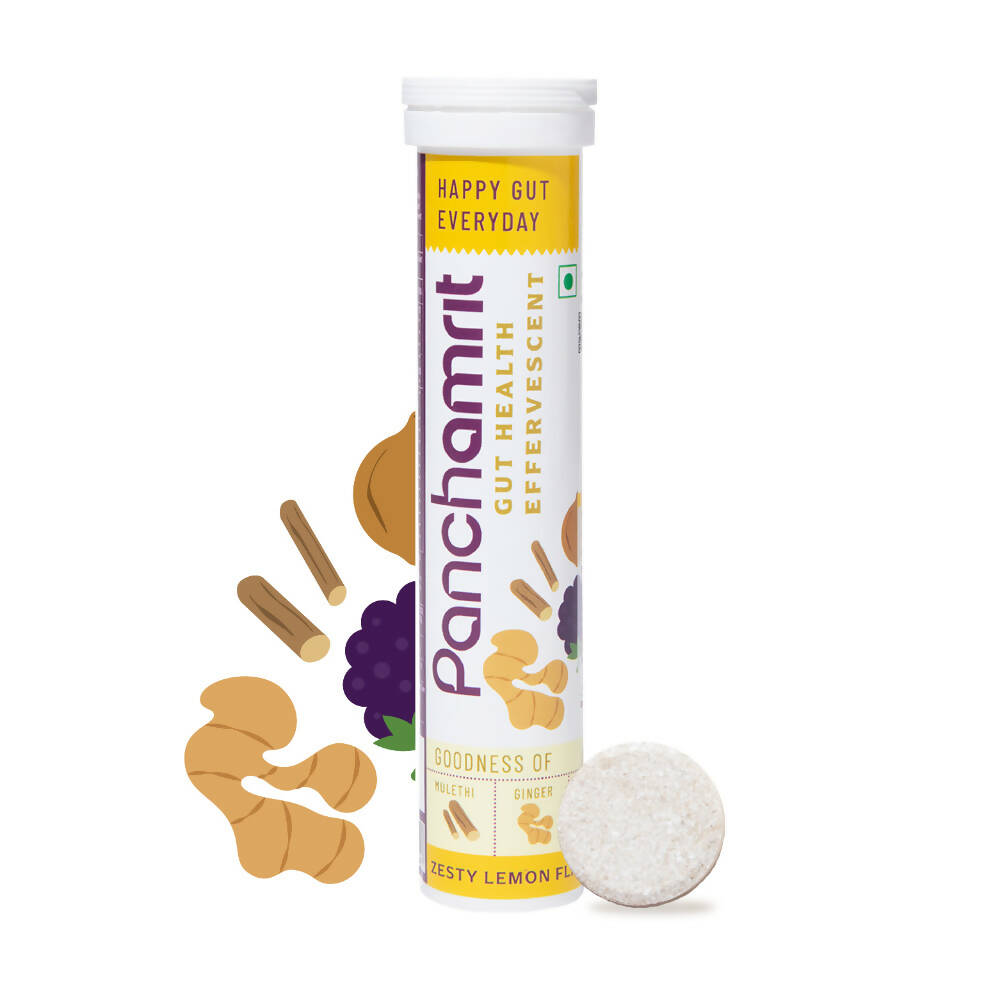 Panchamrit Gut Health Effervescent Tablets-Zest Lemon Flavor | Grocsy