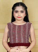 Wedding Designer Maroon Georgette Kidswear Lehenga - Aaradhna | Grocsy