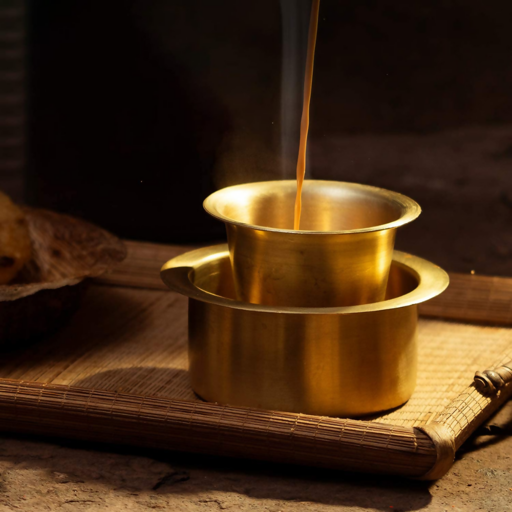 Sidapur Brass Dabara Set - Plain Brushed Matte Finish | Grocsy