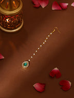 Ruby Raang Green Tear Drop Green Kundan Maang Tikka | Grocsy