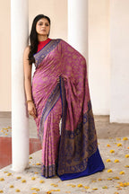 Joban Fashion Nude Pink Crepe Chiffon Pure Handloom Banarasi Silk Saree | Grocsy