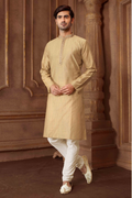 Joban Fashion Light Grey art Silk Blend Strips kurta Pyjama | Grocsy